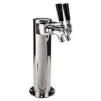 Polished Stainless Steel Dual Faucet Shotgun Tower with 3-Inch Diameter Column