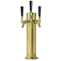 Polished Brass Triple Tap Faucet Draft Beer Kegerator Tower