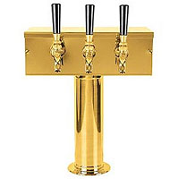 Brass T-Style 3 Faucet Draft Beer Tower - 3 Inch Column