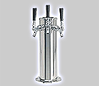 DS-143-PSSKR Polished Stainless Steel Glycol Cooled Triple Faucet Draft Beer Tower - 4 Inch Column