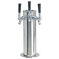 Polished Stainless Steel Glycol Cooled Triple Faucet Draft Beer Tower - 4 Inch Column