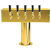 PVD Brass Five Faucet T-Style Draft Tower - 4 Inch Column