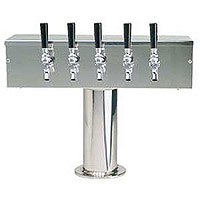 Stainless Steel Five Faucet T-Style Draft Tower - 4 Inch Column
