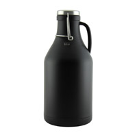 The Grizzly - 64 oz Double Wall Stainless Steel Flip Top Beer Growler - Black Finish
