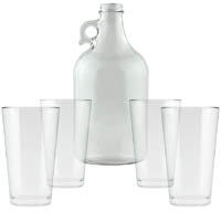 Clear Growler with 4 Pint Glasses