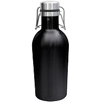 Beer Growler - 32 oz Double Wall Stainless Steel with Black Finish Flip Top