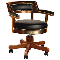 Bar & Shield Flames Poker Chair - Heritage Brown/Brass Accents