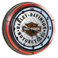 Bar & Shield Diamond Plate Double Neon Clock