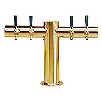 Metropolis PVD Brass Four Faucet T-Style Draft Tower - 4 Inch Column - Glycol Cooled