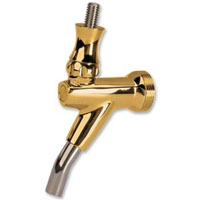 Gold-Plated Brass European Draft Beer Faucet with Stainless Steel Lever