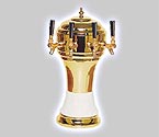 CT901-4BR Zeus Ceramic 4-Faucet Draft Beer Tower - White w/ Brass Finish
