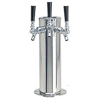 Polished Stainless Steel Triple Faucet Draft Beer Tower - 4 Inch Column