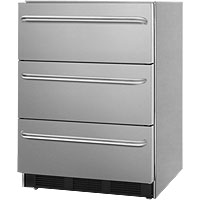 Commercial SS 3-Drawer Refrigerator - Towel Bar Handles