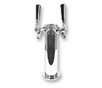 Chrome Plated Metal Dual Faucet Draft Beer Tower - 3-Inch Column