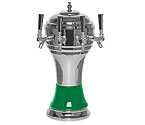 Zeus CT900-4CH Ceramic 4-Faucet Draft Beer Tower - Green w/ Chrome Finish