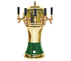 Zeus CT900-5BR Ceramic 5-Faucet Draft Beer Tower - Green w/ Brass Finish