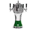 Zeus CT900-5CH Ceramic 5-Faucet Draft Beer Tower - Green w/ Chrome Finish