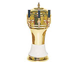 Zeus CT901-3BR Ceramic 3-Faucet Draft Beer Tower - White w/ Brass Finish