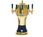 CT902-5BR Zeus Ceramic 5-Faucet Draft Beer Tower - Black w/ Brass Finish