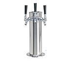 DS-143-PSSKR Polished Stainless Steel Glycol Cooled Triple Faucet Draft Beer Tower - 4 Inch Column