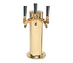 DS-243-PVD Polished PVD Brass Triple Faucet Draft Beer Tower - 4 Inch Column