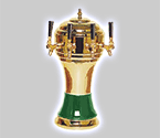 CT900-4BR Zeus Ceramic 4-Faucet Draft Beer Tower - Green w/ Brass Finish