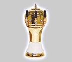 CT901-3BR Zeus Ceramic 3-Faucet Draft Beer Tower - White w/ Brass Finish