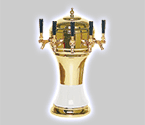 CT901-5BR Zeus Ceramic 5-Faucet Draft Beer Tower - White w/ Brass Finish