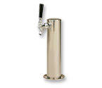 Polished Stainless Steel Glycol Cooled Single Faucet Tower - 3-Inch Diameter Column