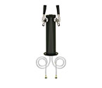 Black ABS Plastic Dual Faucet Draft Beer Tower with 3-Inch Diameter Column