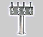 D7744PSS Stainless Steel 4 Faucet T-Style Draft Beer Tower - 3 Inch Column