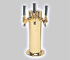 DS-243-PVD Polished PVD Brass Triple Faucet Draft Beer Tower - 4 Inch Column