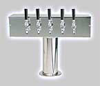 Photo of DS-355-PSS Stainless Steel Five Faucet T-Style Draft Tower - 4 Inch Column
