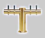 Metropolis PVD Brass Four Faucet T-Style Draft Tower - 4 Inch Column