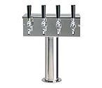 Kegco D7744PSS Stainless Steel 4 Faucet T-Style Draft Beer Tower - 3 Inch Column