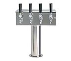 D7744PSS Stainless Steel 4 Faucet T-Style Draft Beer Tower - 3 Inch Column
