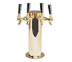 DS-244-PVD Polished PVD Brass 4 Faucet Draft Beer Tower - 4 Inch Column