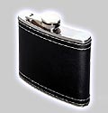 Photo of Black Leather Flask with Stitching - 4 oz