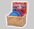 Oxford Willow Chest Picnic Basket for Four - Red Check Lining