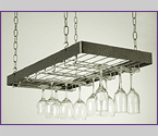 Rogar 8101 Hanging Wine Glass Rack - Hammered Steel