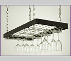 Rogar 8115 Hanging Wine Glass Rack - Black Finish