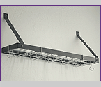 Rogar 8215 Wall Mounted Single-Tier Wine Glass & Bottle Rack - Black