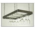 Rogar 8101 Hanging Wine Glass Rack - Hammered Steel