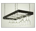 Rogar 8115 Hanging Wine Glass Rack - Black Finish