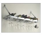 Rogar 8205 Wall Mounted Single-Tier Wine Glass & Bottle Rack - Bright Chrome