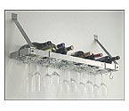 Rogar 8208 Wall Mounted Single-Tier Wine Glass & Bottle Rack - Brushed Stainless