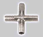 Stainless Steel Cross Fitting for 3/8 Inch I.D. Tubing