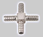 Stainless Steel Cross Fitting for 5/16 Inch ID Tubing