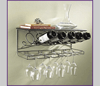 Wrought Iron Hanging Wine Glass & Bottle Rack