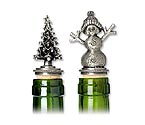 Holiday Pewter Bottle Stopper Set - Tree & Snowman